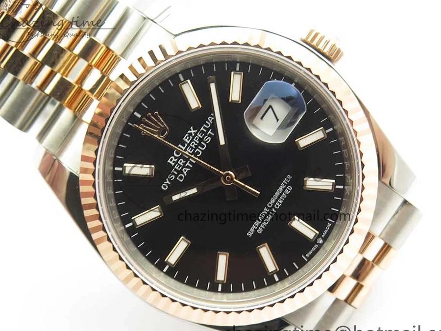 0506 EasyMatch DateJust 36mm 904 SS RG Wrapped 116231 GMF Black Dial on SS RG Wrapped Jubilee Bracelet A 3275